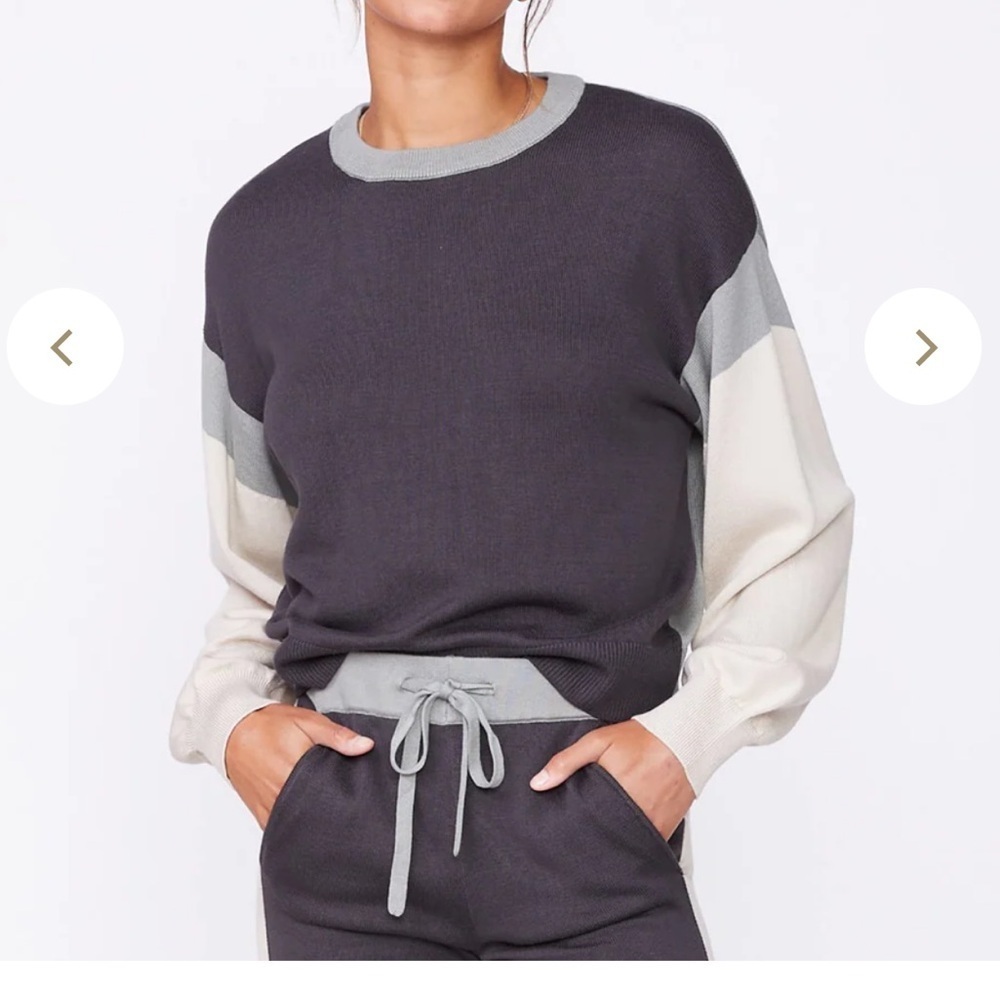 Monrow Color Block Relaxed Sweater Small